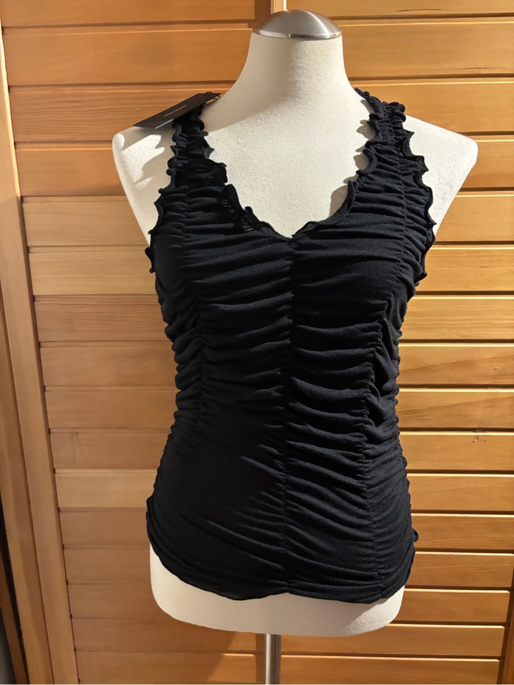 BNWT by Vero Moda Black Ruched V-Neck Tank Top